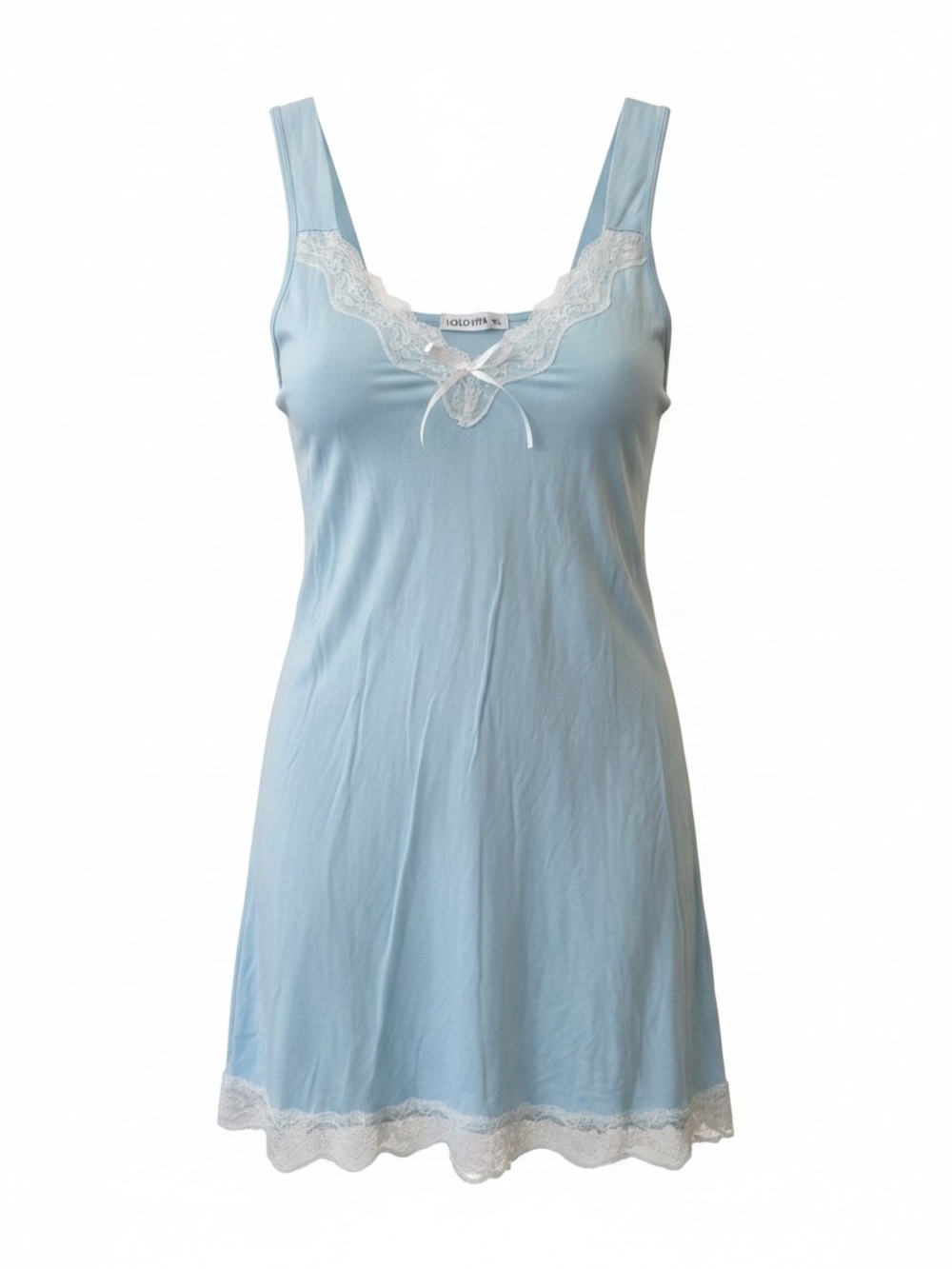 Light Blue Lace-Trim Nightdress Chemise
